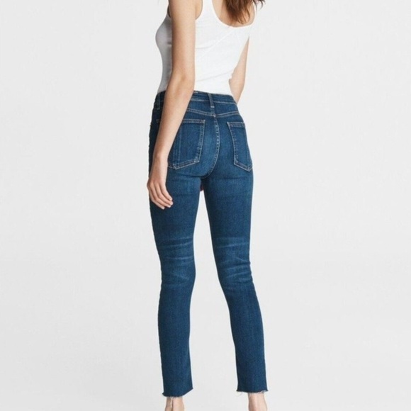 RAG & Bone Ankle Skinny Raw Hem Mid Rise Lighter Blue Denim Size 31 Soft Jeans - Picture 5 of 16